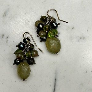 Stephen Dweck Peridot Pearl Cluster Earrings